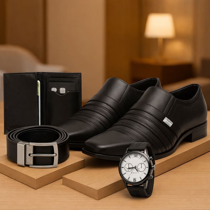 Kit Sapato Social Em Couro Com Brindes Confortável Classico + Brindes em Oferta na Shopee