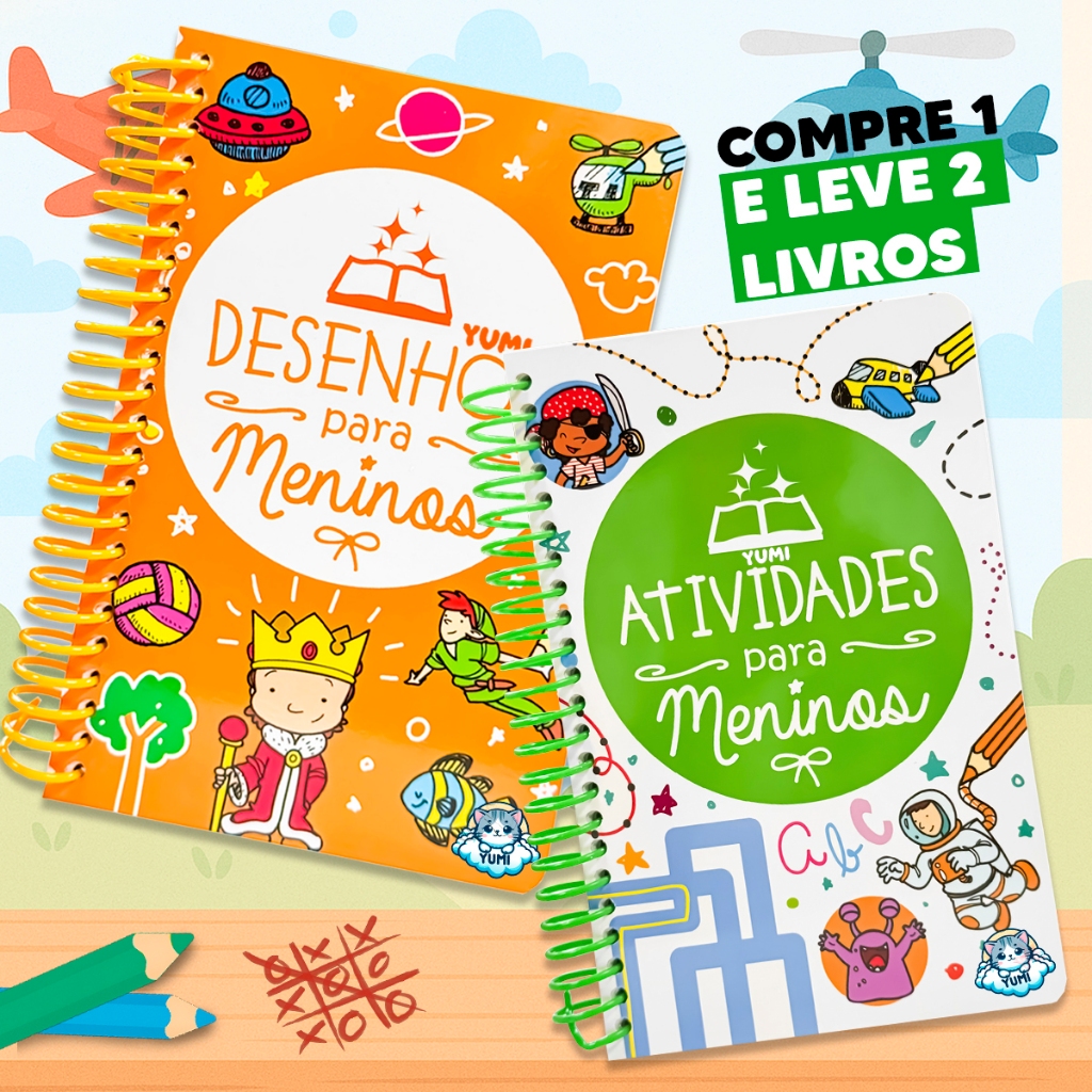Kit 2 Livros Desenhos e Atividades Para Meninos Livro De Pintura Desenhos Para Colorir em Oferta na Shopee