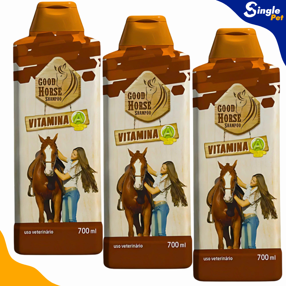 Shampoo Good Horse Vitamina A - 700ml - 1, 2 ou 3 Unidades - Crescimento e Hidratação