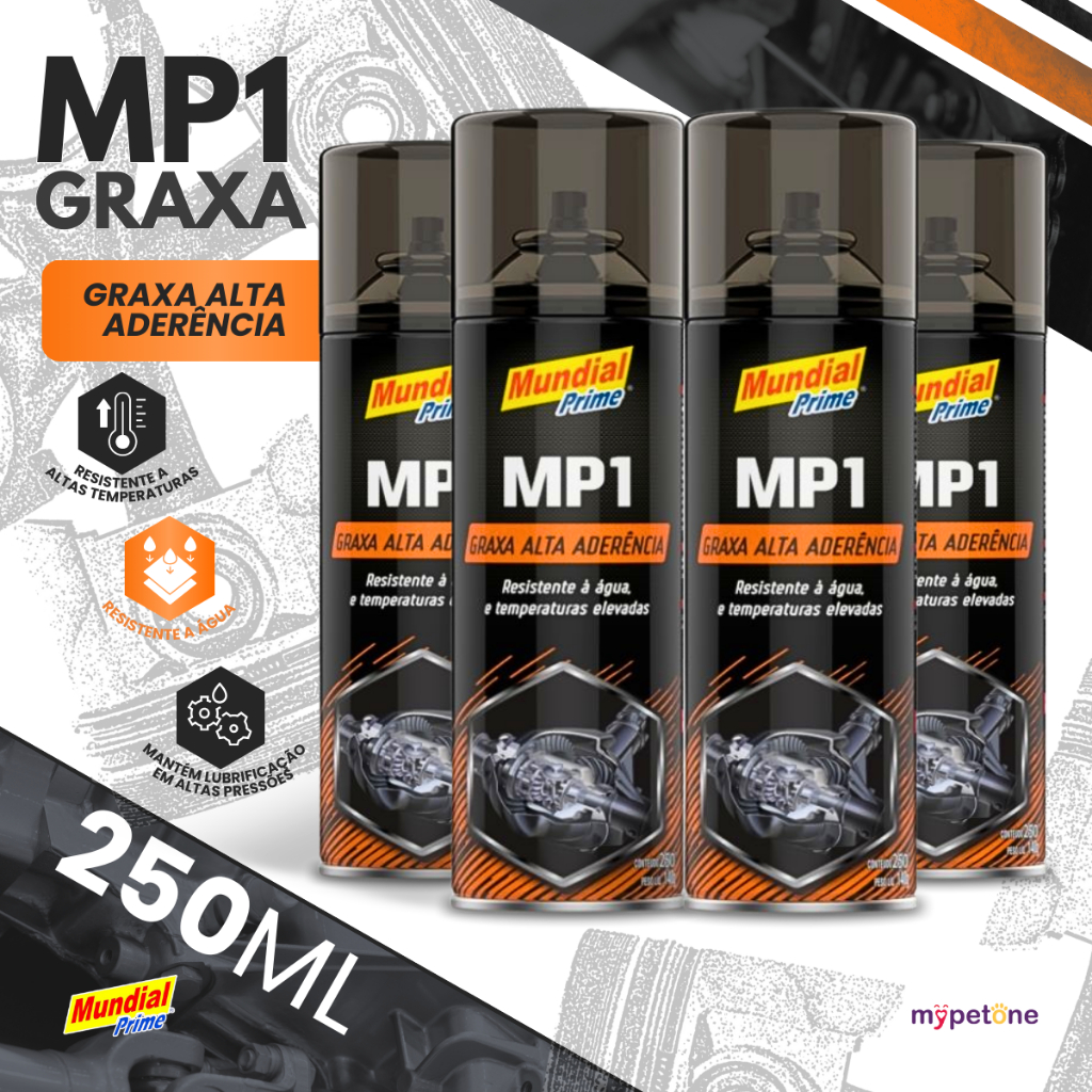 Kit 4 Graxa Alta Aderência MP1 Spray 250ml - Mundial Prime