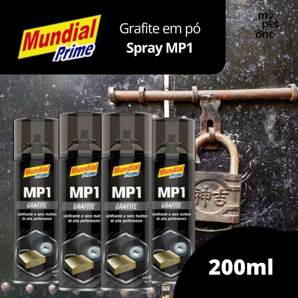 Kit 4 Grafite em Pó Spray Lubrificante Seco Multiuso 200ml - Mundial Prime