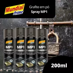 Kit 4 Grafite em Pó Spray 200ml Lubrificante Seco Multiuso - Mundial Prime