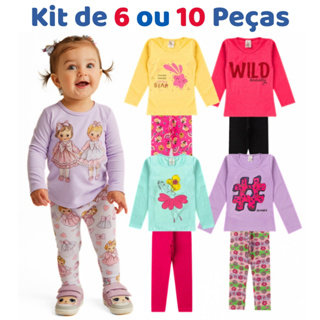 Kit de 6 ou 10 Peças Meia Estação Menina Infantil Conjunto Feminino Frio Outono/Inverno em Oferta na Shopee