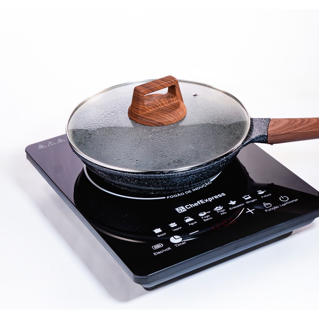Fogão de Indução Cooktop Preto Vidroceramica 1200w 1 Boca 110v e 220v Chefexpress Importado Touch