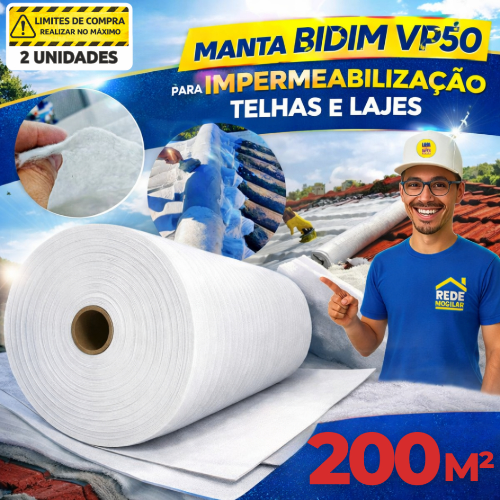 Tecido Bidim Vp50 Poliéster 200 Metros Para Telhado Cor Branco em Oferta na Shopee