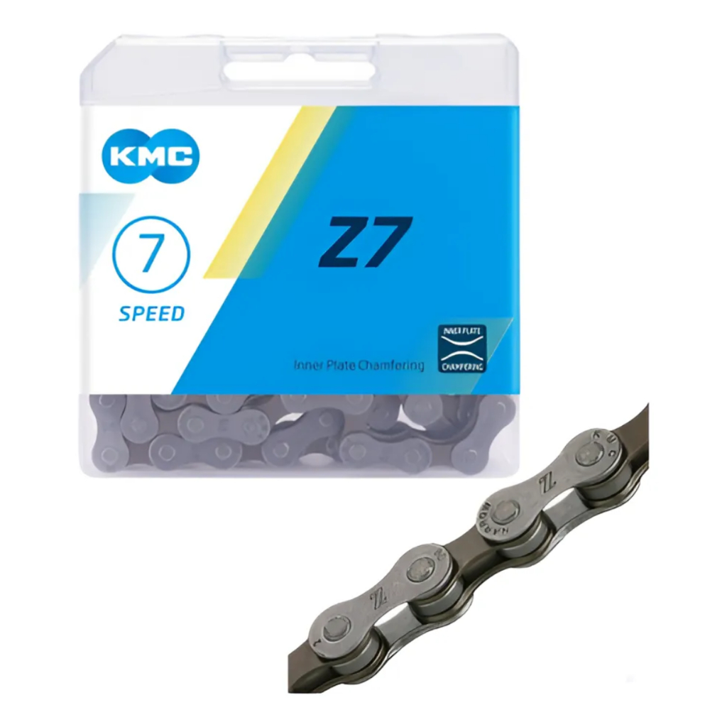 CORRENTE 7V KMC Z7 CINZA 116 ELOS C/ PINO 7V 14V 21V 3X7V MTB URBANA SPEED em Oferta na Shopee