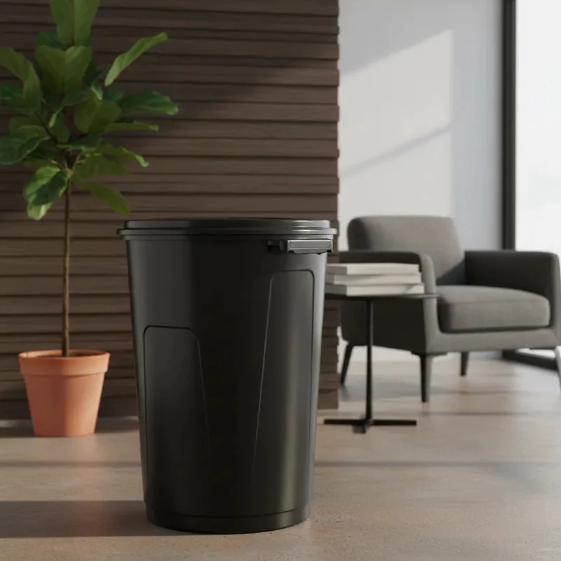 Lixeira Grande Preta Tampa Cesto Balde Sujeira Reciclagem Papel Organização Empresa Restaurante