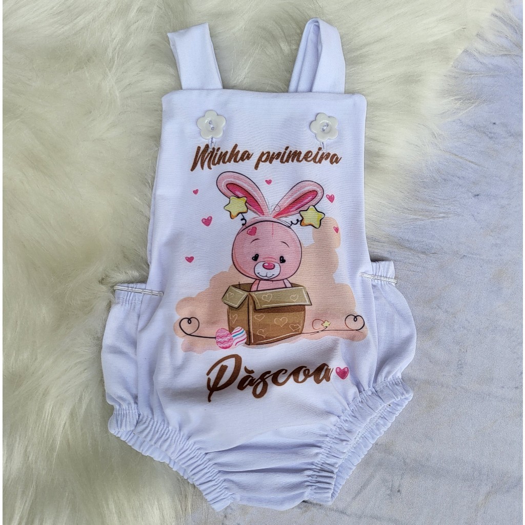 Body Bebe Romper Pascoa Jardineira Tapa Fralda Coelhinho Mesversário Roupas de Bebê em Oferta na Shopee