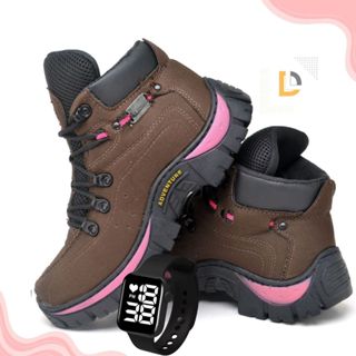 Botina Feminina Bota Coturno Adventure + Relógio LED em Oferta na Shopee