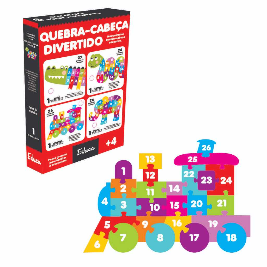 Quebra Cabeça NÚMEROS Brinquedo TRENZINHO Educativo em MDF Alfabetização Letras Pedagógico