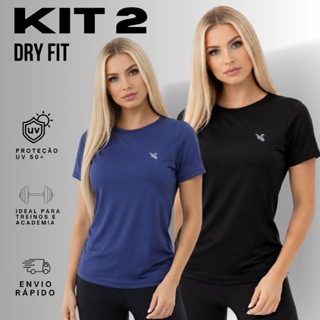 Kit 2 Camiseta Dry Fit Feminina Treino Academia Corrida Uv P ao G2 em Oferta na Shopee
