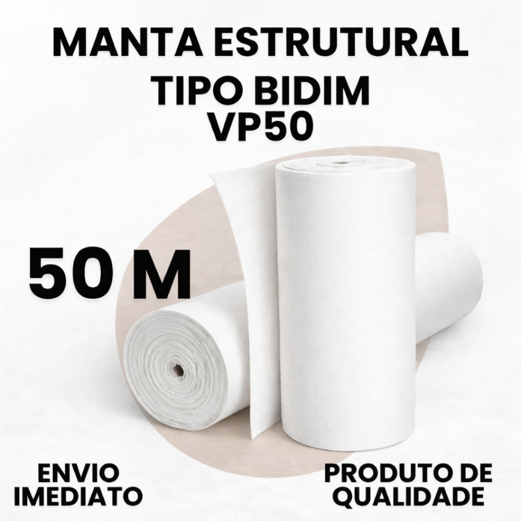 Manta Tipo Bidim VP50 50m Para Drenagem Solo Laje Jardim