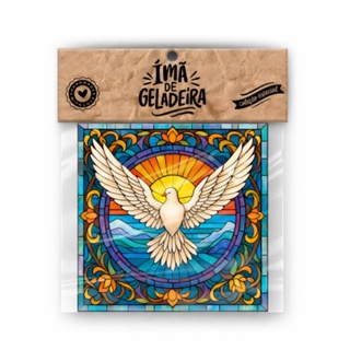 Ímã de Geladeira Espírito Santo 7,5x7,5cm | Arte Vitral Decorativa em Oferta na Shopee