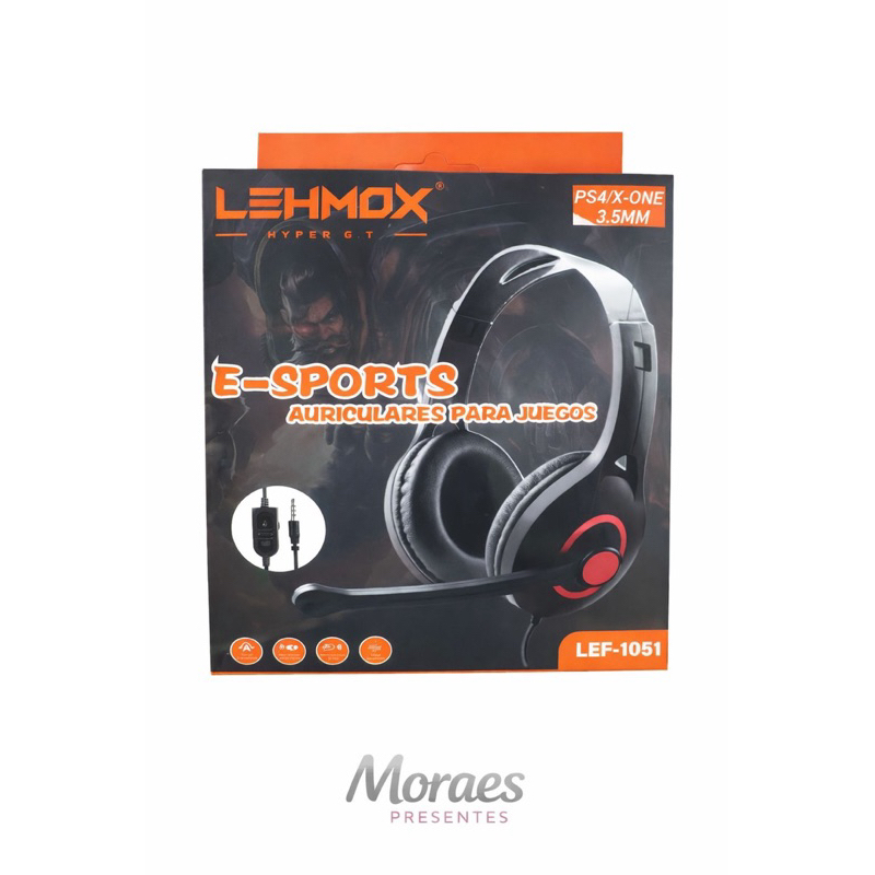 🎧 Headset gamer LehmoX com som estéreo, microfone flexível, conector P2 3.5mm e conforto total. Moraes Presentes.