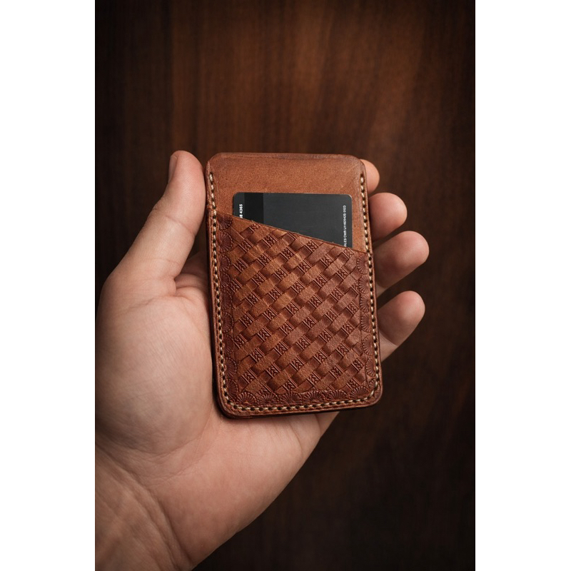 Carteira Porta Cartão Artesanal em Couro Masculina & Feminina – Compacta 3 Cartões Slim