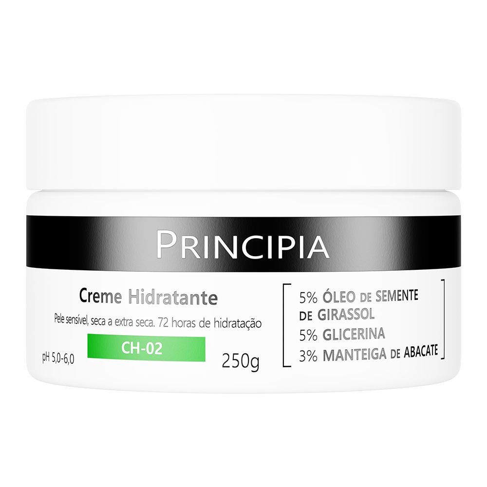 Creme Hidratante 5% Óleo de Semente de Girassol + 5% Glicerina + 3% Manteiga de Abacate Principia CH-02 com 250g