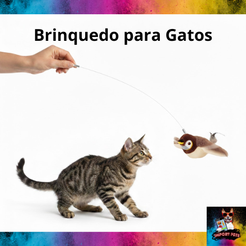 Brinquedo Interativo Gatos Pássaro Elétrico Passarinho Bate Assas Pelúcia