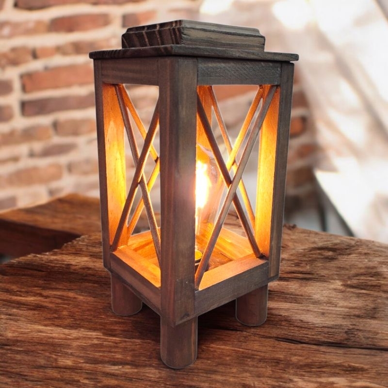 Abajur Rústico em Madeira | Luminária de Cabeceira ou Mesa | Decoração Sala