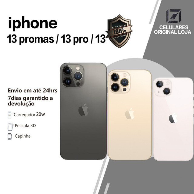 Celular iPhone 13/ 13 Pro/ 13 Pro Max 128/256GB Vitrine 100% Original Apple
