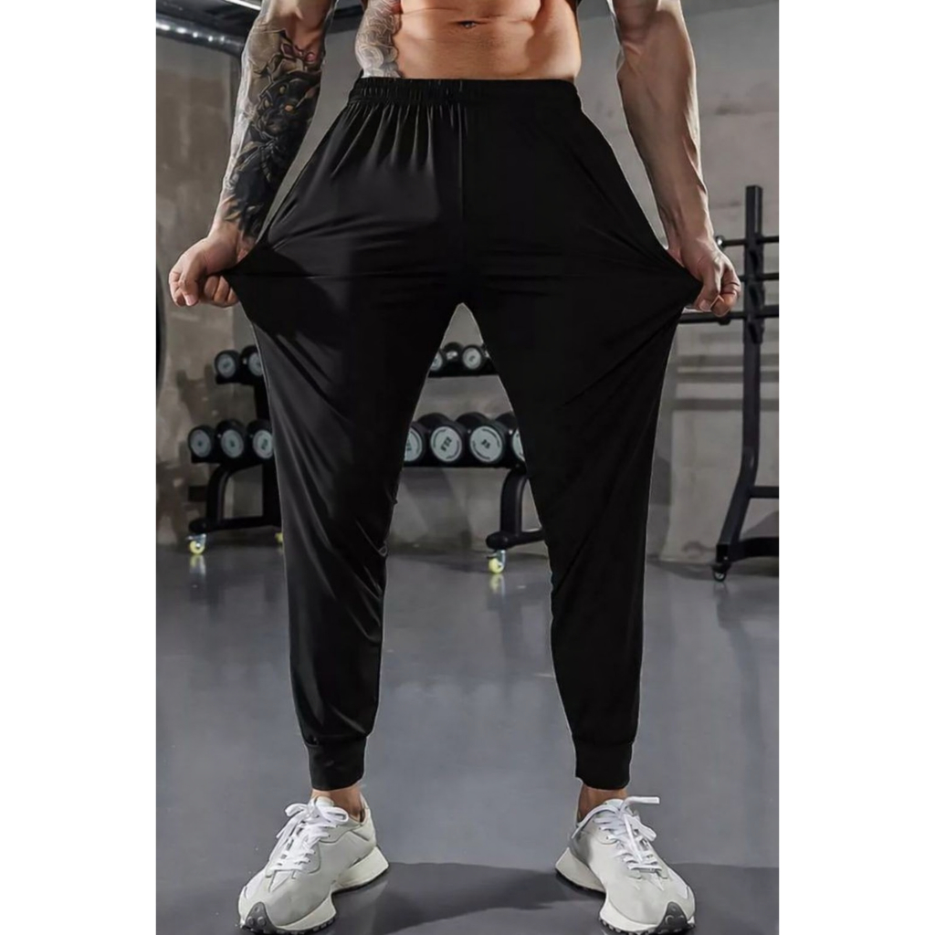 Calça Masculina Jogger Elastano com Elastik Tactel Slim Fit Esportiva Leve Confortável Academia