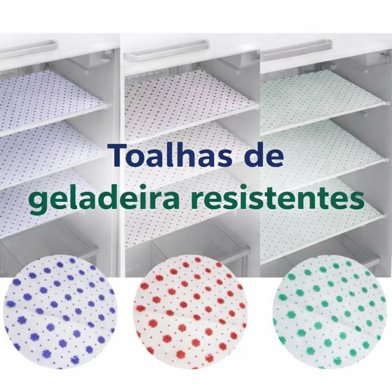 Kit 3 Toalhas de Geladeira Plástico polietileno Lavável Resistente Toalha Bandeja Forro Gaveta 36X53 em Oferta na Shopee