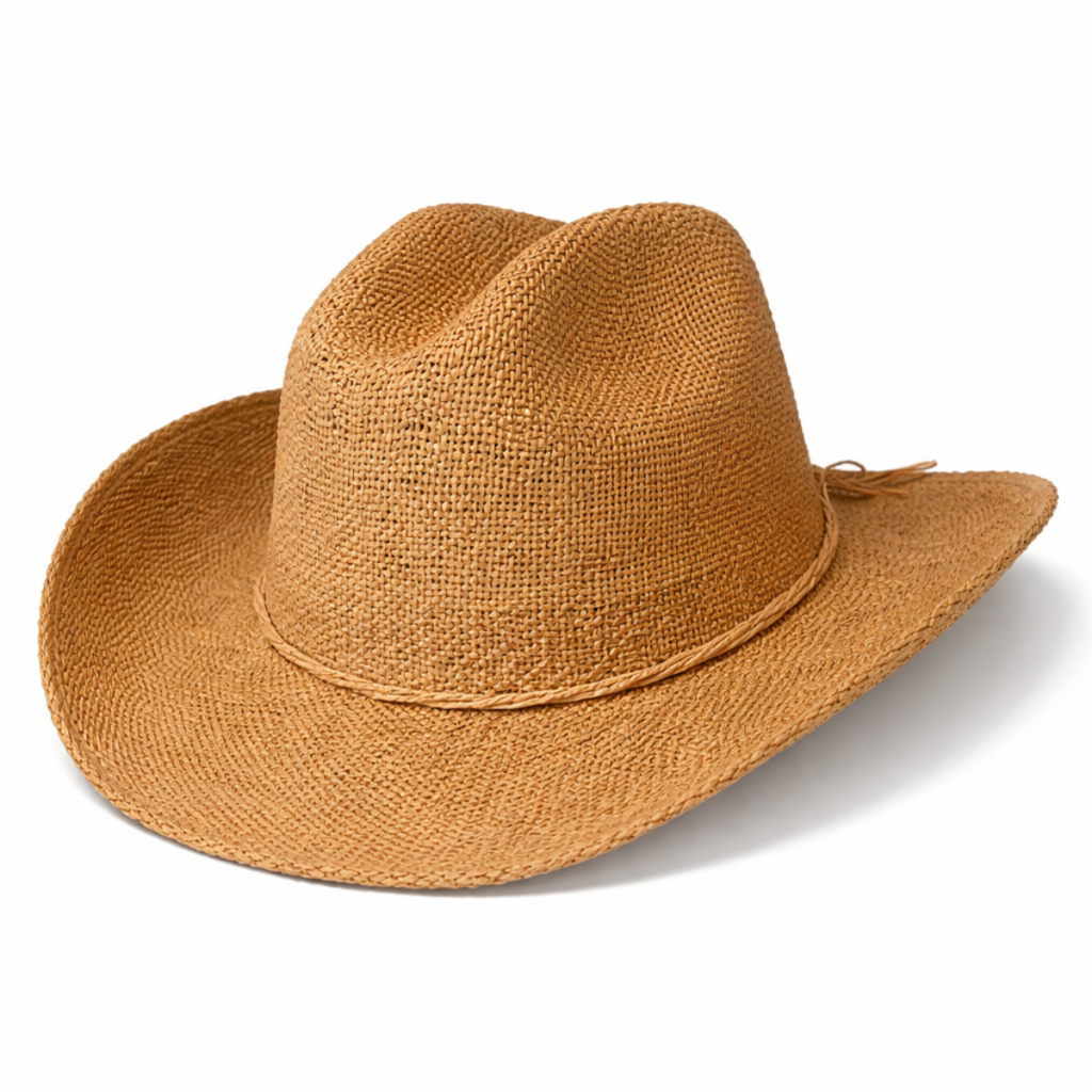 Chapéu Country Cowboy de Palha Unissex Verão Estilo Rodeio Sertanejo Ventilado e Confortável