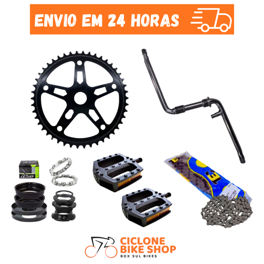 Kit Relação Bike Completo Aro 26 – Pedivela 165mm Coroa 46D Central 45mm Pedal + Corrente Grossa em Oferta na Shopee