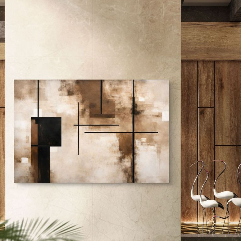 Quadro Decorativo 80x110cm Mármore Conceitual Marrom Decoração de Parede Hall Luxo Sala Quarto MDF