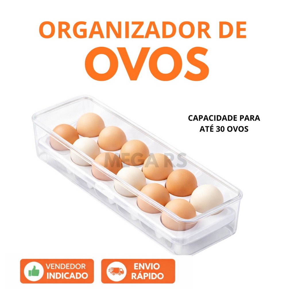 Porta Ovos Geladeira Organizador De Cozinha Acrílico Suporte Com Alça Para Ovo De Galinha Resistente em Oferta na Shopee