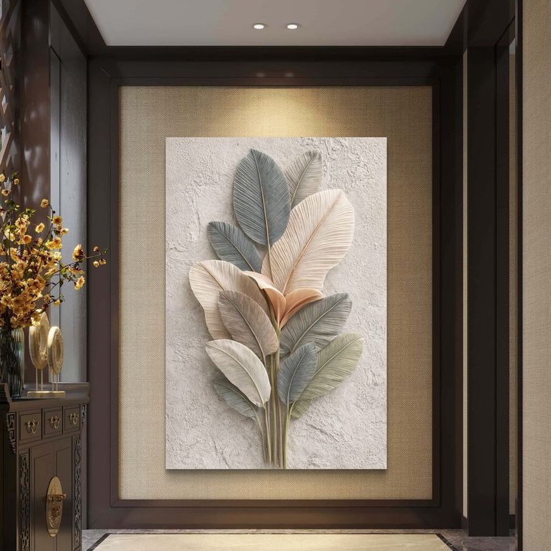 Quadro Decorativo Folhagem Clean Gigante 110x80cm Sala Quarto Copa consultorio escritorio