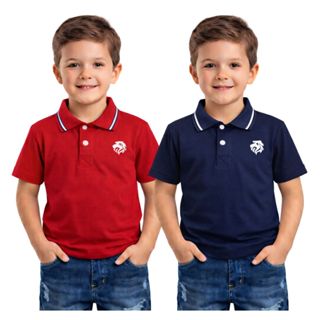 Kit 2 Camisetas Polo Infantil Algodão Menino Confortável Casual em Oferta na Shopee
