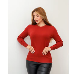Blusa Feminina Suéter Básica Manga Longa Tricot Lisa Inverno 3RD SD3004