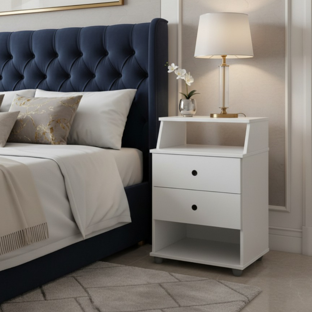 Mesa de Cabeceira Luxo C/2 Gavetas em Oferta na Shopee