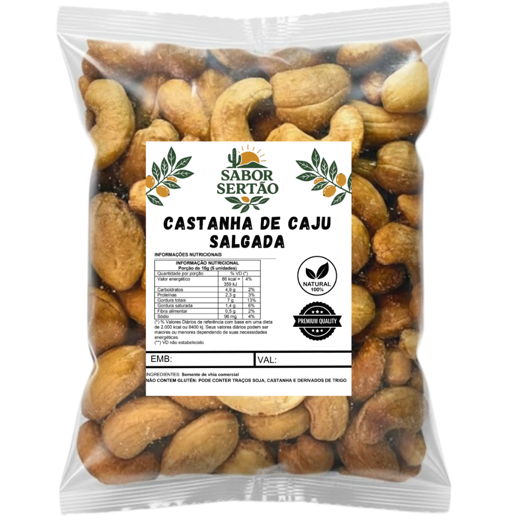 Castanha de Caju Torrada Inteira Com ou Sem Sal em Oferta na Shopee