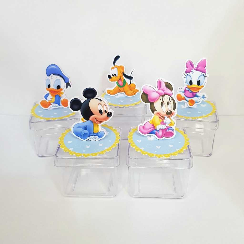 Apliques 3D Mickey Baby para Caixinha de Acrílico ou Latinha 5x5 cm - Lembrancinhas - Caixinhas Personalizadas