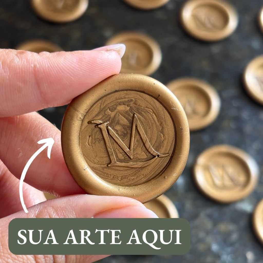 50 Lacre de Cera Personalizado para Convite Com a Sua Arte e Fita Dupla Face - LEIA A DESCRIÇÃO em Oferta na Shopee