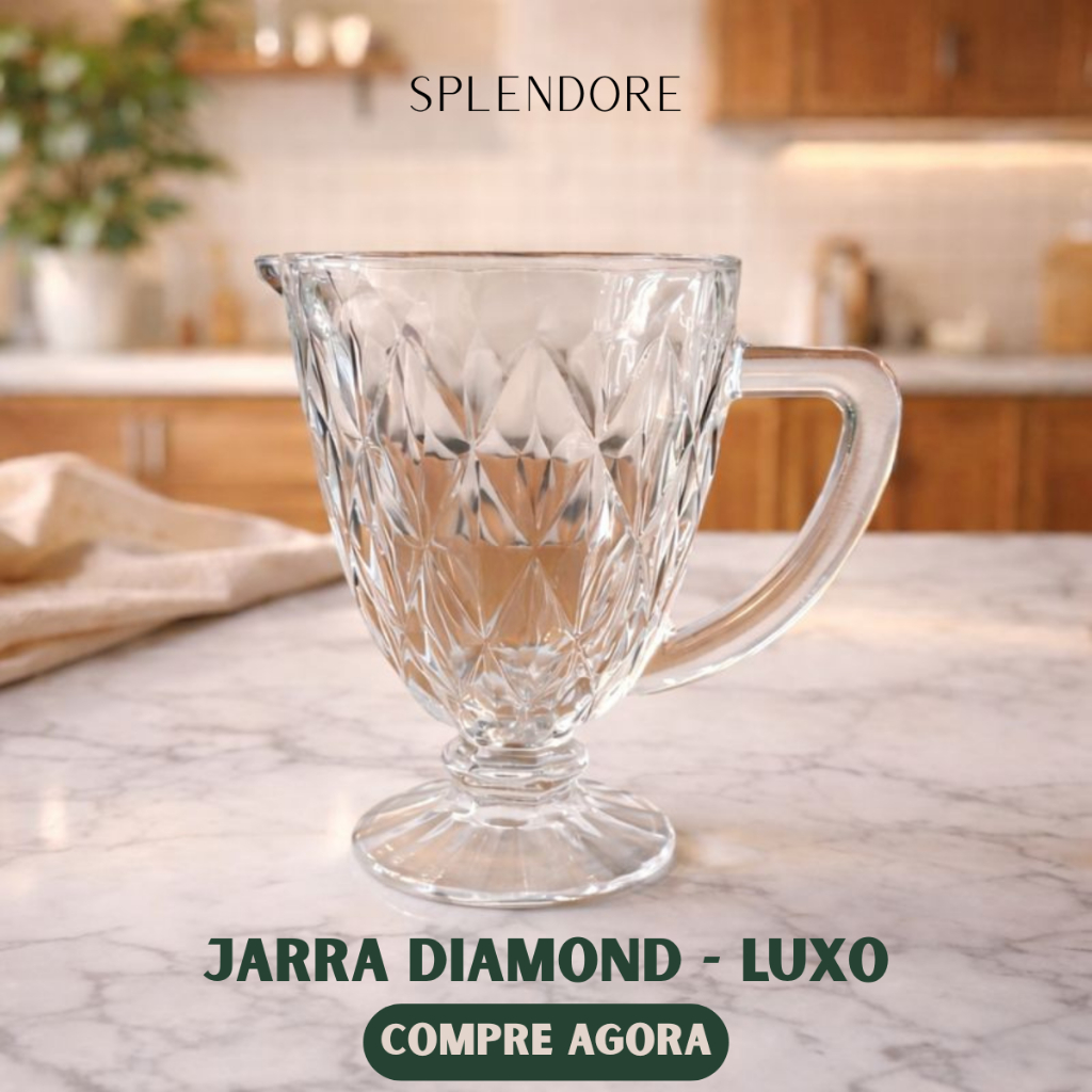 Jarra Luxo Diamond Água Suco Drinks Vidro Elegante Mesa Posta Transparente Diamante Resistente em Oferta na Shopee