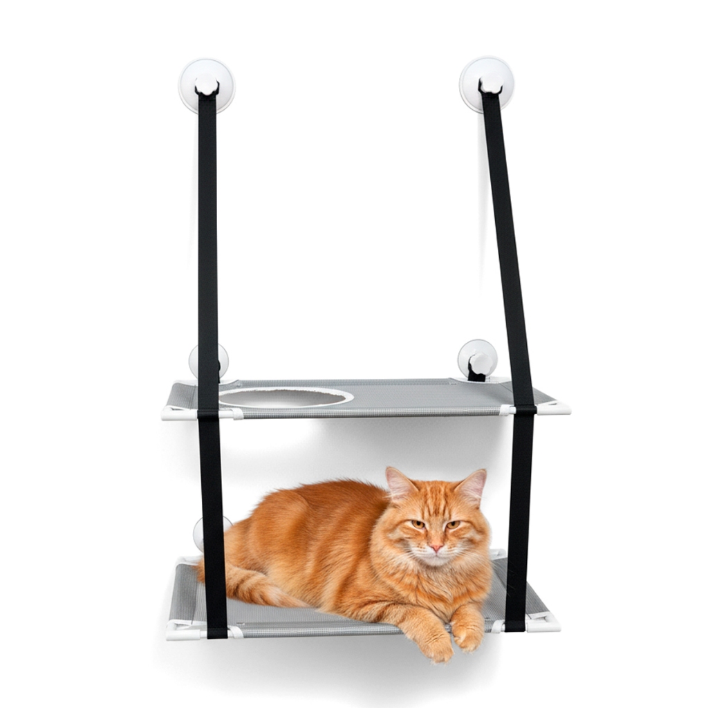 Cama De Janela Dupla para Gatos com Ventosas Premium Rede de Gato 2 Andares Até 15kg Premium em Oferta na Shopee