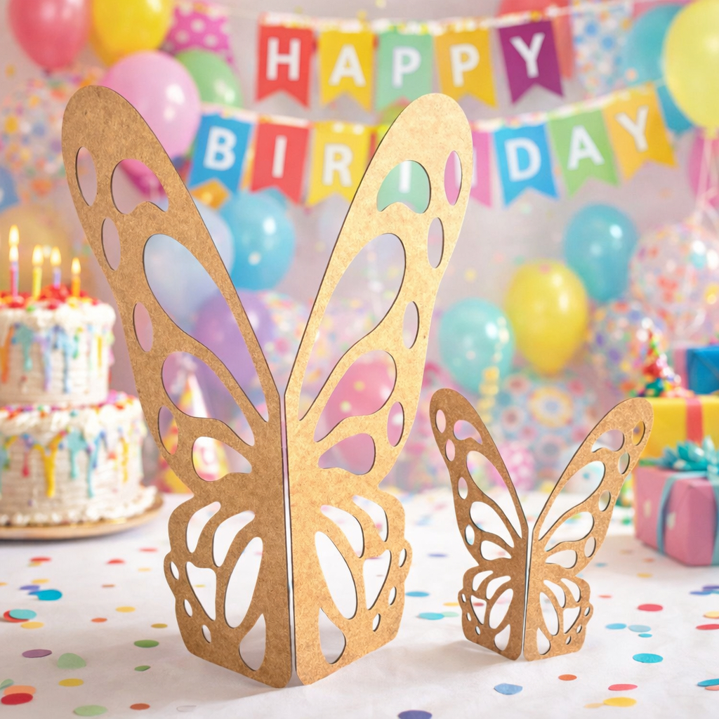 Kit 2 Painel Borboleta Dobrável Em Mdf Decoração Para Festa Infantil 60cm + 30cm Pronta Entrega