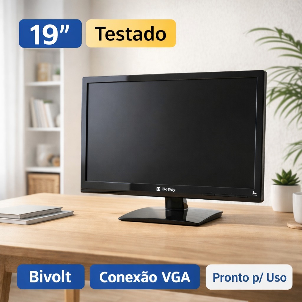 Monitor HD LED Barato Widescreen Itautec 19" LED E1941SX - 100% testado com Garantia