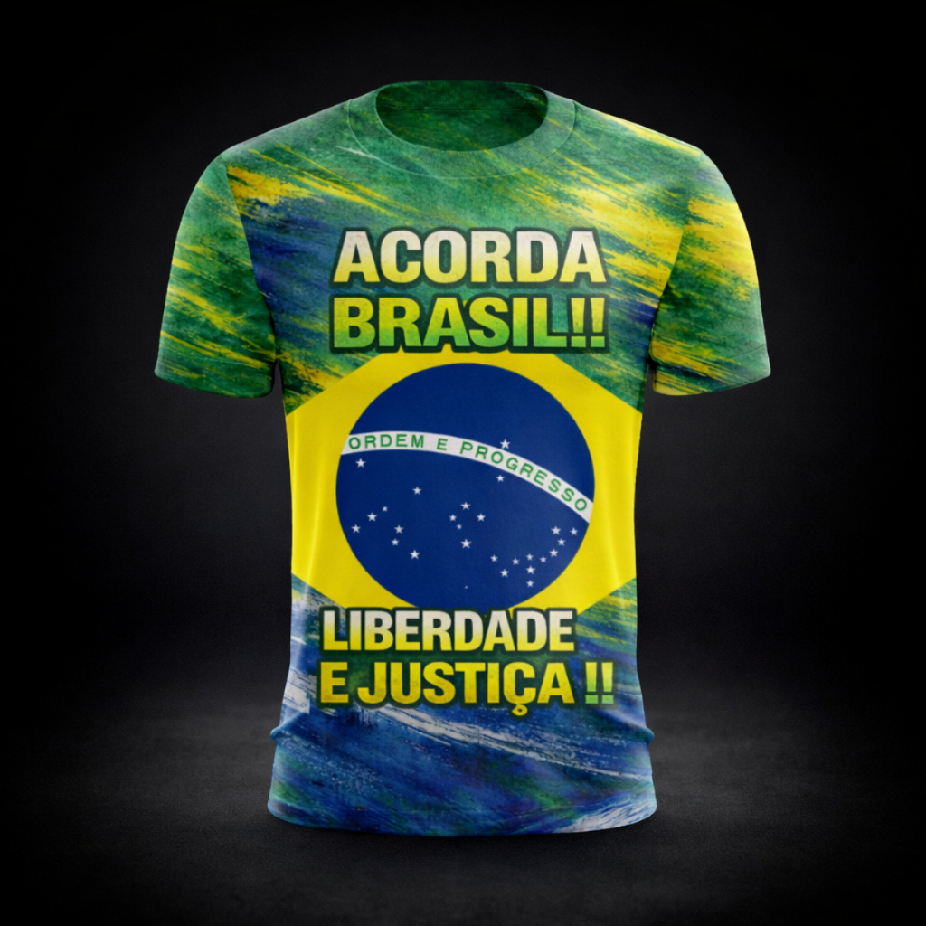 Camiseta Brasil Patriota Manga Curta Proteção UV 50