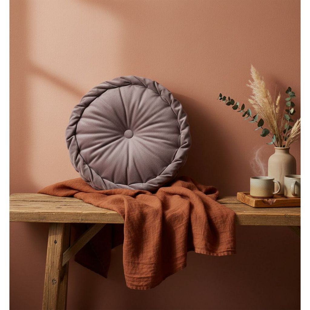 ALMOFADA REDONDA  30CM DE DIÂMETRO TURCA TECIDO SUEDE por R$ 25,68