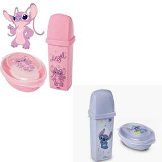 Kit 2 peças Porta Escova Multiuso e Saboneteira Personagem  Stitch Disney em Oferta na Shopee