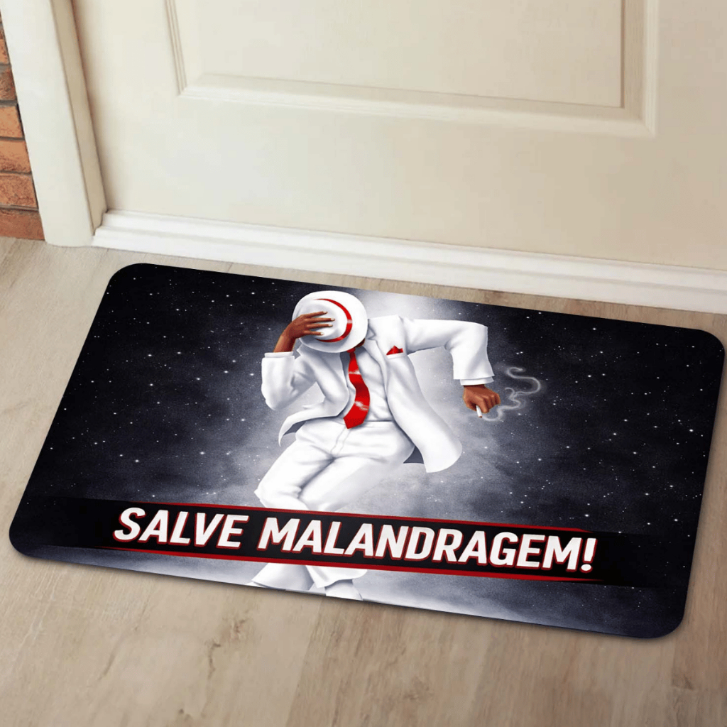 Tapetes de Porta Decorativo Entrada Antiderrapante Malandragem Zé Pelintra 55x35cm Macumba