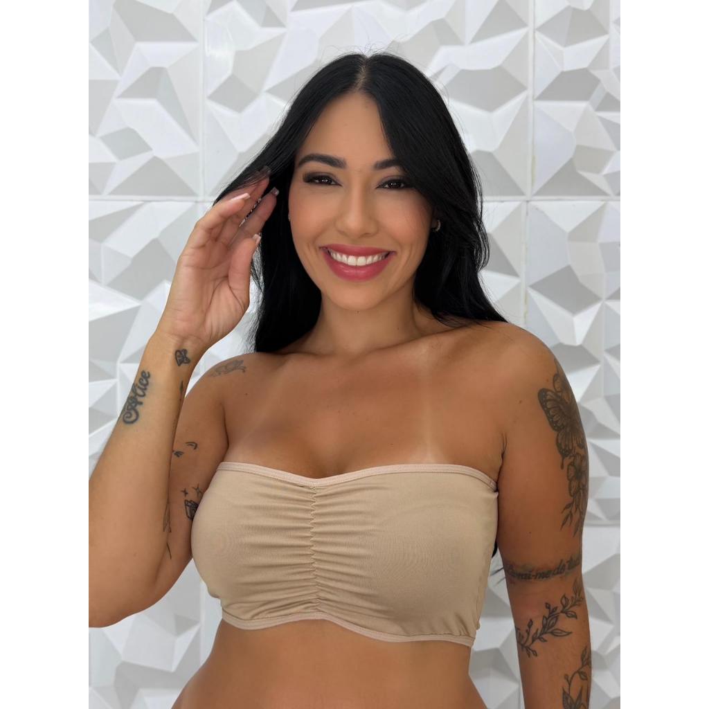 Sutia Faixa Tomara Que Caia Sem Costura Com Bojo Kit e Unidade em Oferta na Shopee