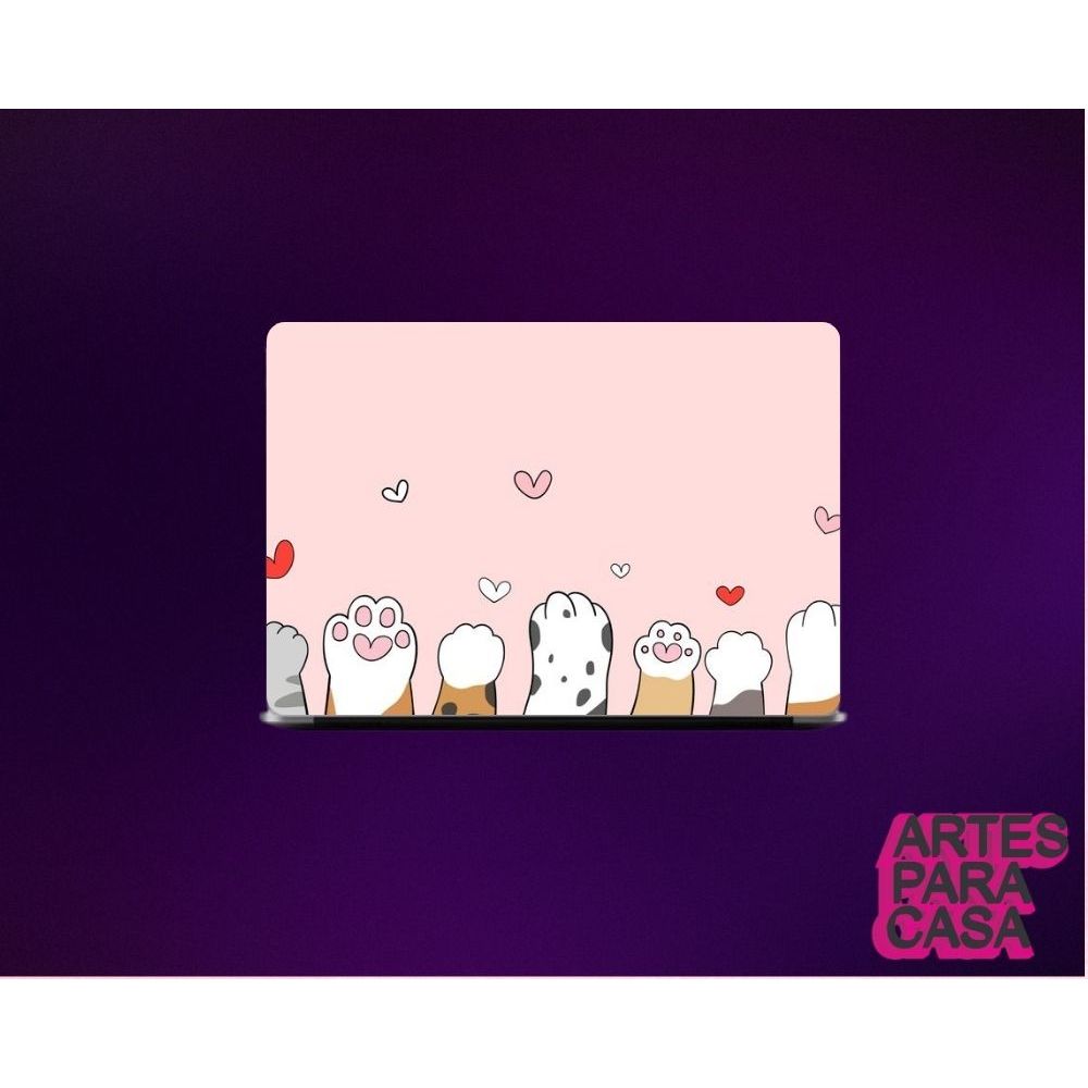 Skin Adesivo para Notebook Tablet Kindle Fofa Patinhas de Gato Gatinhos
