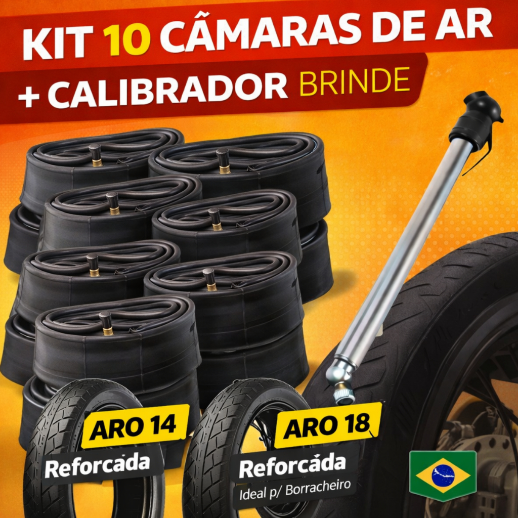 Kit 10 Câmaras de Ar para Moto Aro 14 ou 18 Borracha Reforçada Profissional em Oferta na Shopee