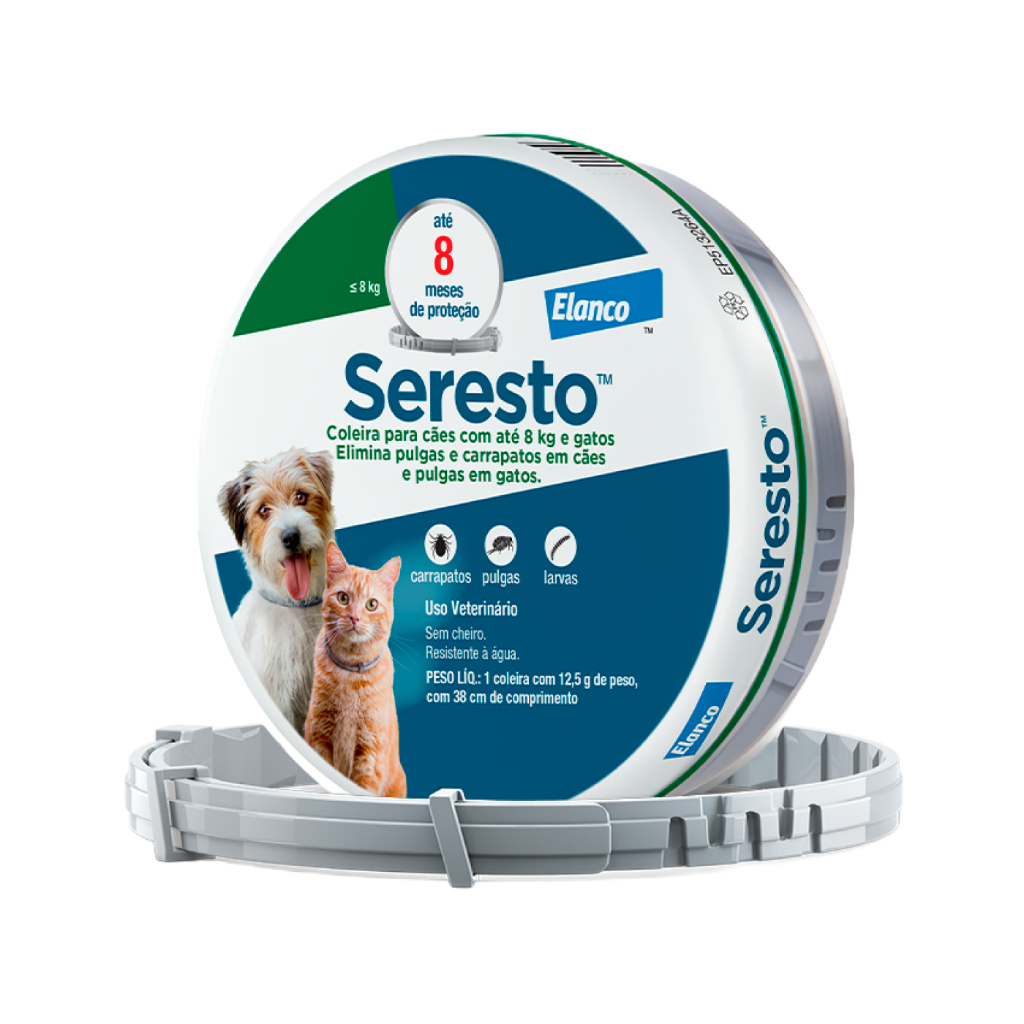 Coleira Seresto Antipulgas Para Cães E Gatos Até 8kg em Oferta na Shopee