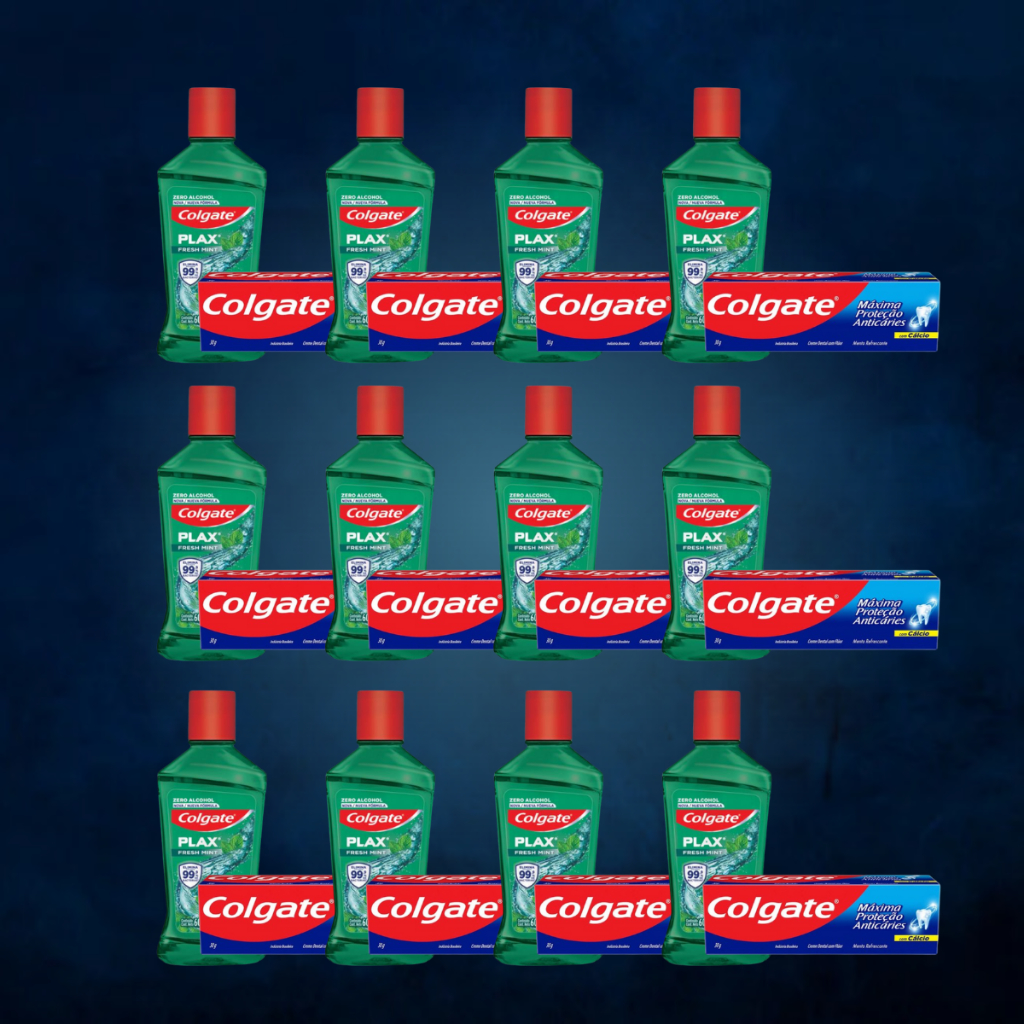 Kit 12 Enxaguante Bucal Plax Soft Mint 60ml + 12 Creme Dental Máxima Proteção Anticáries 30g - Colgate - Super Combo