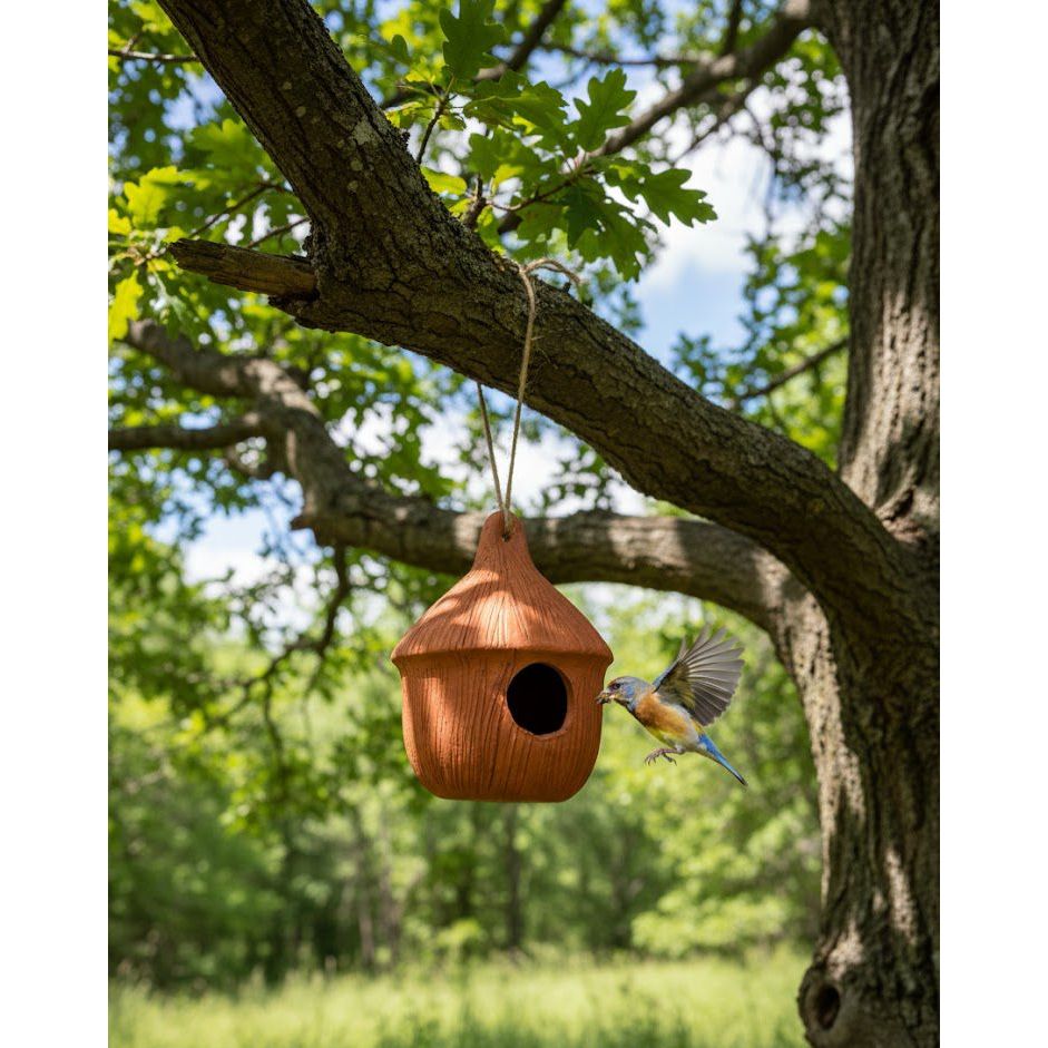 Casinha de Passarinho em Barro para Pendurar Jardim Varanda Quintal Decoração Rústica Artesanal